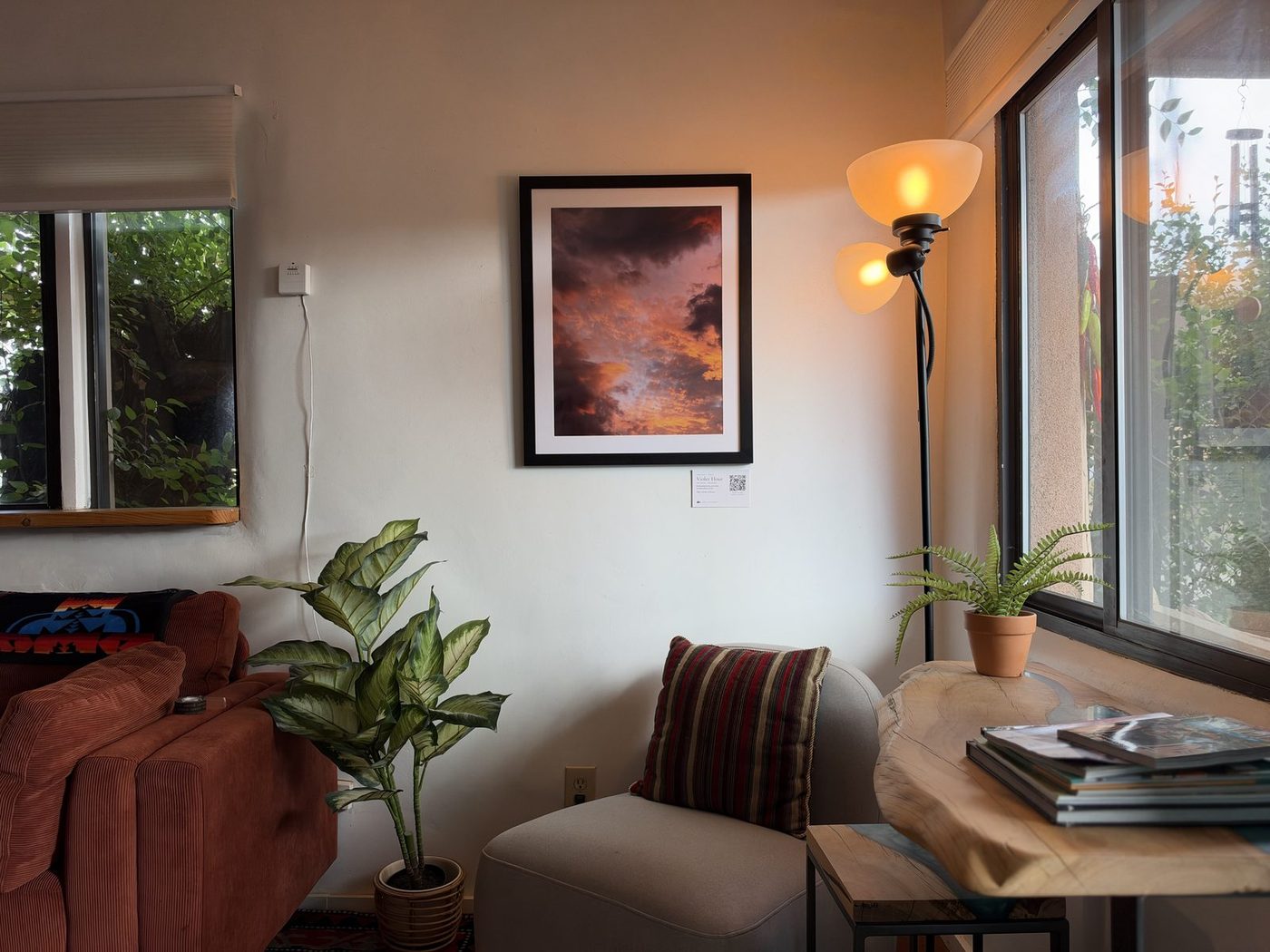 Violet Hour fine-art print hanging in a living room